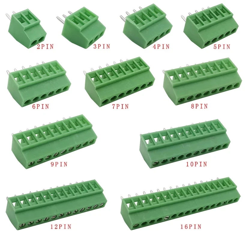 Автомобильная Клеммная колодка KF128 2 54 мм PCB винтовая коннектор 2P 3P 4P 5P 6 P 7P 8P 9P 10P 12P 16 Pin для кабельной клеммной колодки