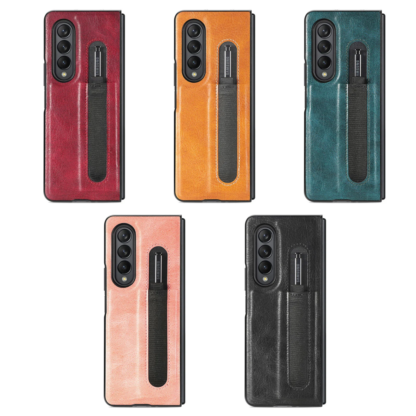 pencil slot Leather case back cover for Samsung Galaxy Z Fold 4