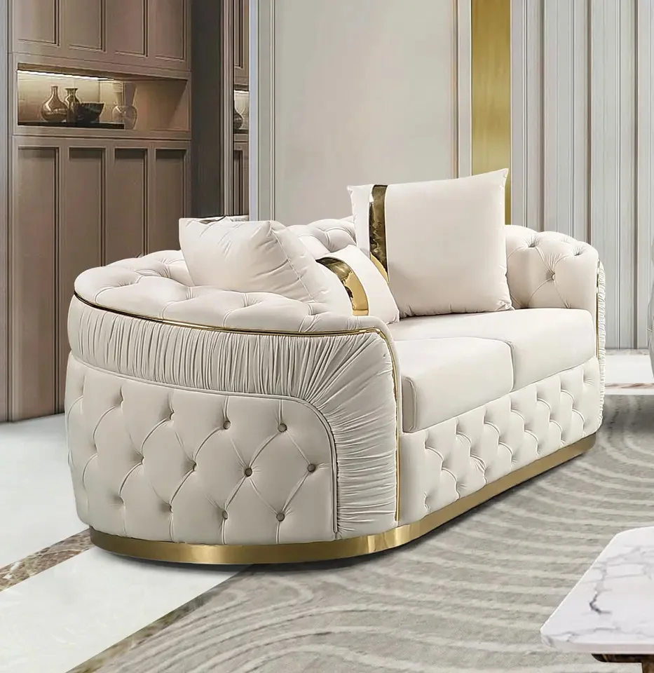Wholesale Black Velvet Chesterfield Sofa Modern Luxury Fabric Couch Home Sofa Set Living Room Furniture