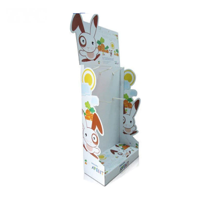 Custom Design Cardboard Countertop Display with Plastic Hooks for Sock