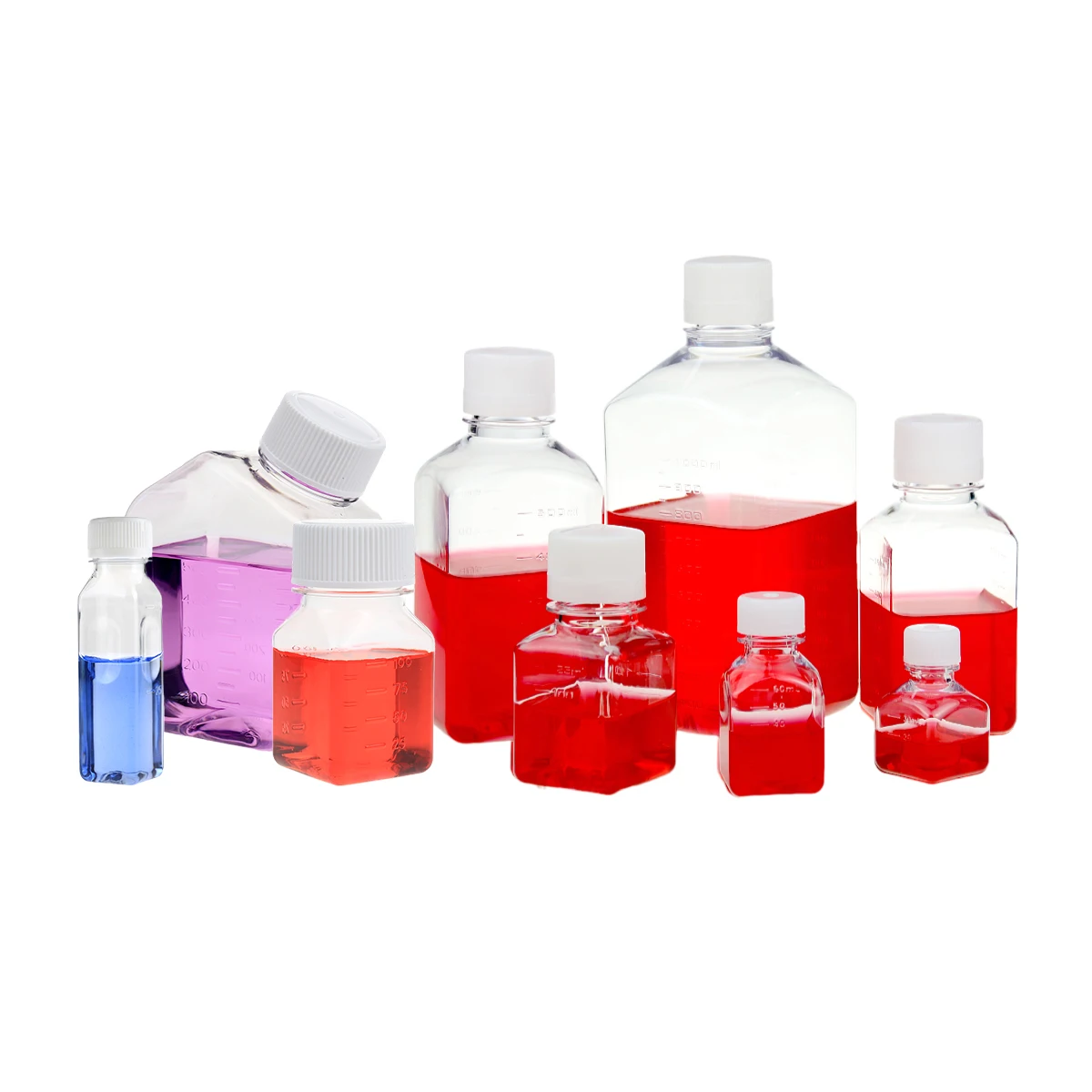 Transparent 30ml PETG Plastic Media Bottles for lab 50ml 125ml 250ml 500ml 1000ml Disposable Sterile Bottle