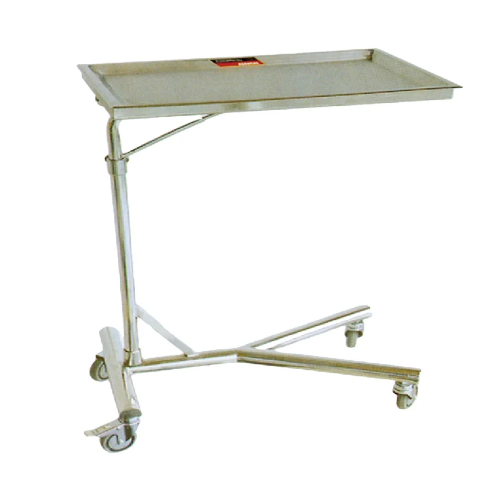 YKK021 Mobile Stainless Steel Mayo Cart/trolley for Ot Room Adjustable Hospital Bedside Table