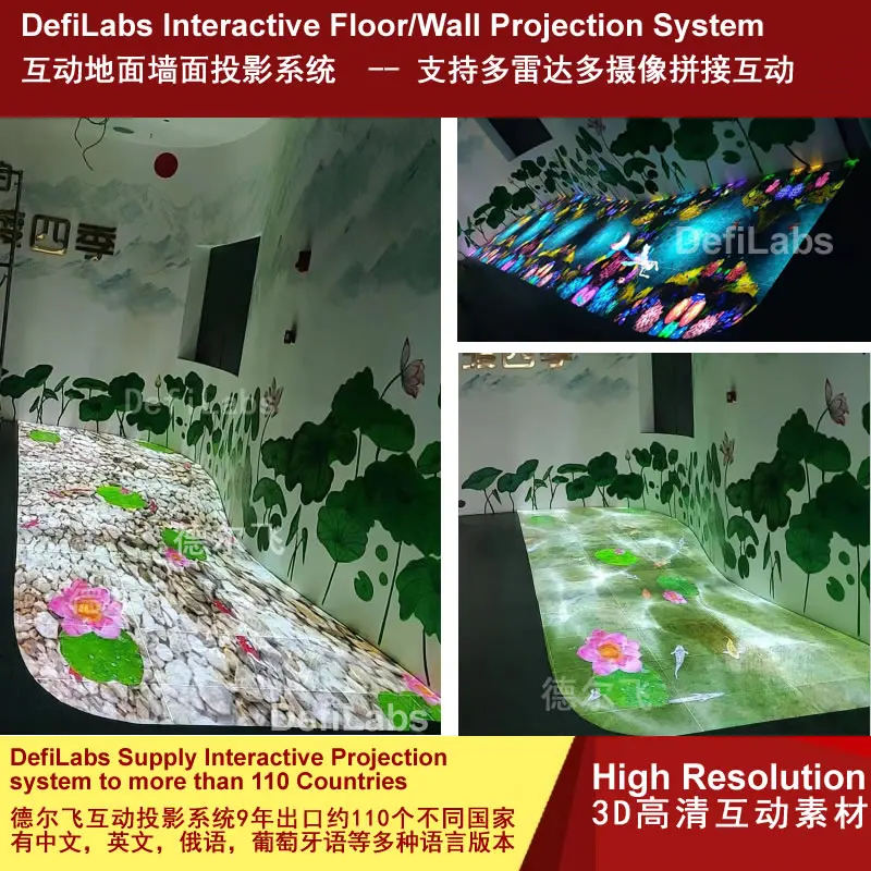 DefiLabs interactive floor ground  wall projection system apply for kids, wedding, advertising, indoor and outdoor