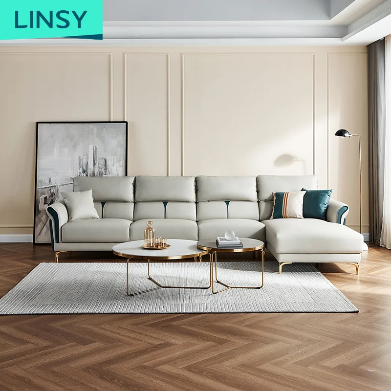 Linsy Luxury Popular Hot Sale Beauty Leather Sofa Modern Designs For Home Guangzhou Furniture Leather Living Room Sofas S218