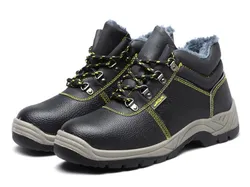 Winter plus velvet cold high PU PU injection safety protective shoes wear resistance acid and alkali
