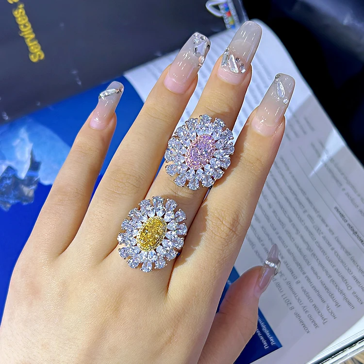 Роскошные ювелирные изделия с фианитом, кольцо из стерлингового серебра 925 пробы с крупным камнем