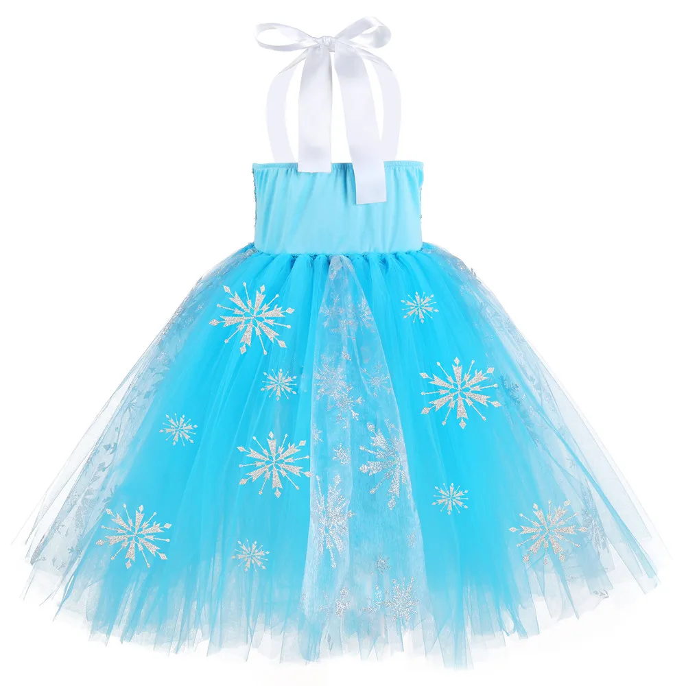 Ice Elsa Queen Toddler Kids Little Girls Princess Costume Blue Cosplay Dress up Birthday Party with Accessories