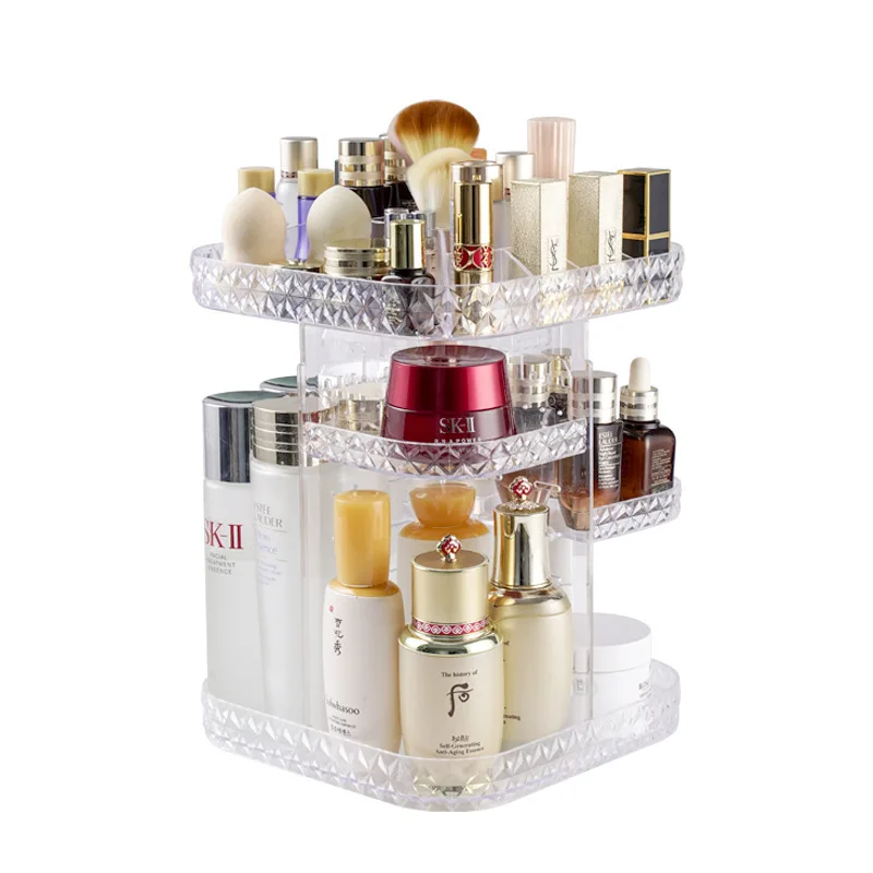 Makeup Organizer Clear Transparent Large 360 Degree Rotation Cosmetic Storage Box 360 Rotating Acrylic Makeup Organizer