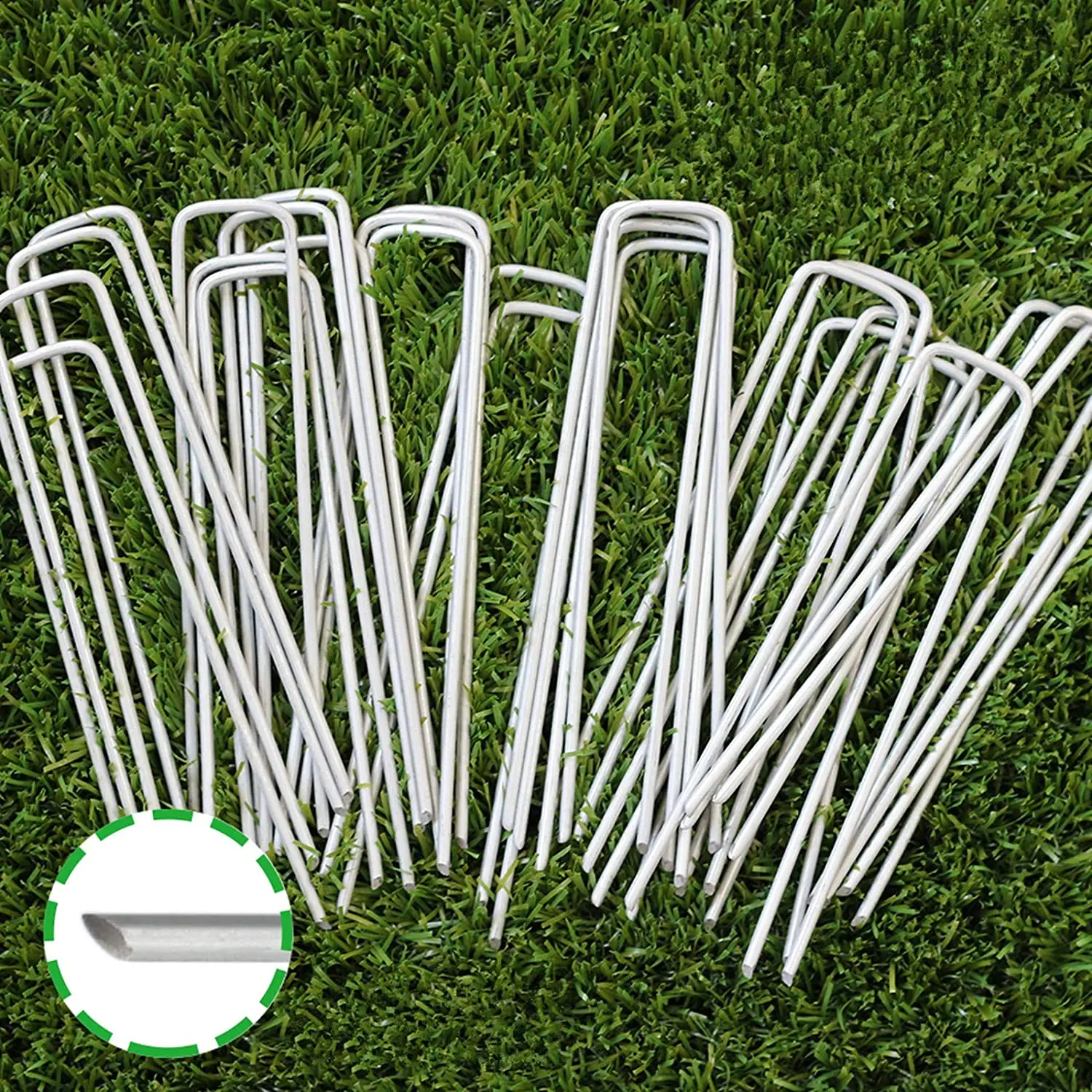 Garden Landscape Staples Galvanized Pins Lawn Stakes for Weed Barrier Ground Cover