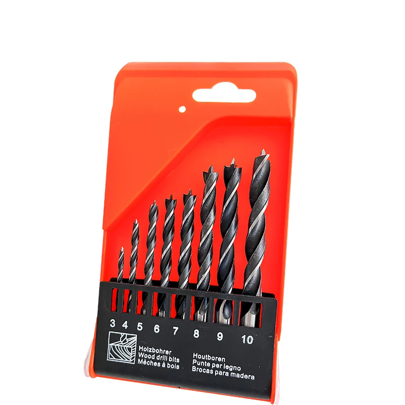 8pcs Round Shank Carbon Steel Drilling Tools for Wood Furniture Cabinet 3mm - 10mm Woodworking Twist Drill Bit Set
