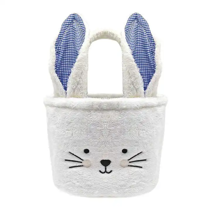 2024 Wholesale Bunny Storage Baskets Bucket Chevron Carrying Eggs Bag Festival Gift Glitter Easter Basket handbag
