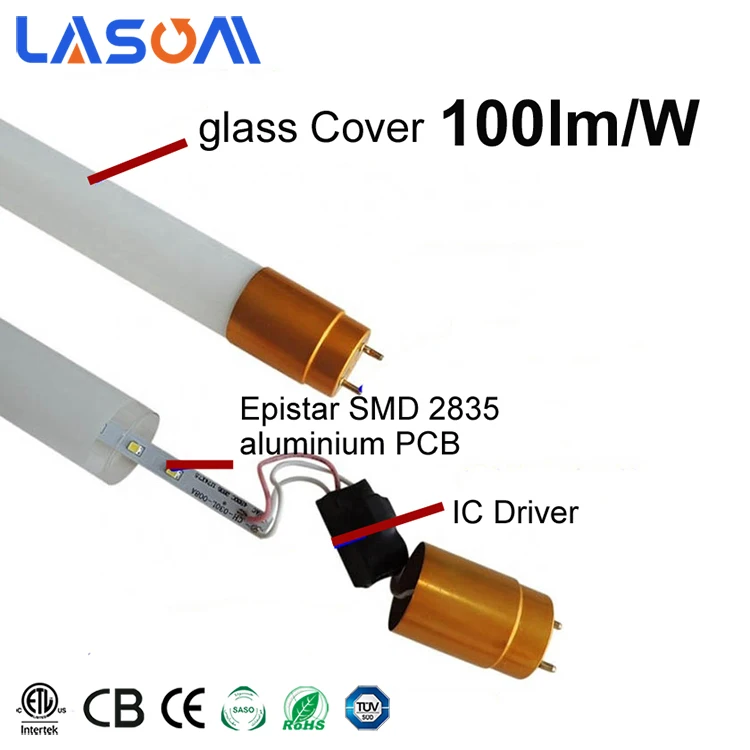 China Supply Energy Saving 2 Years Warranty SMD 2835 T8 LED Tube Glass LED Tube Light 18W 24W 30W 36W