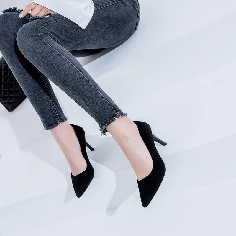 
Wholesale Price Wedding Comfortable Beautiful Black Women High Heel Shoes Leather 