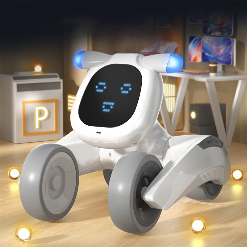 Robot Dog Toy with Face Expression Lights Smart Interactive Talking Robot Toys with Voice Control Touch Sensing Robot Pet