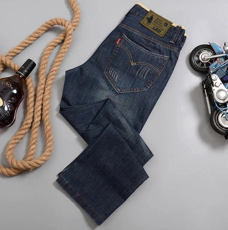 Новое поступление, мужские джинсы, качественные брендовые деловые повседневные мужские джинсовые брюки, прямые облегающие темно-синие мужские брюки Yong Man