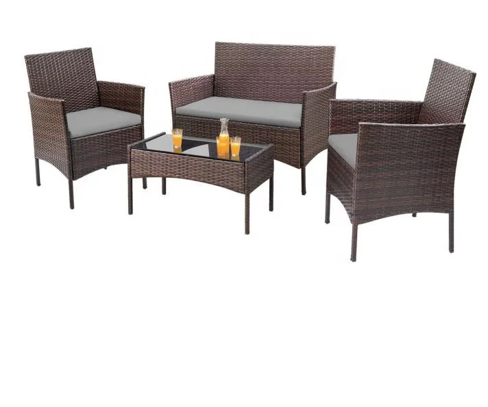 Cheap 4 Pieces Wicker Rattan  Outdoor Furniture Sale Set Garden Rattan Patio Sofa Outdoor Rattan Furniture Factory Whole Sales