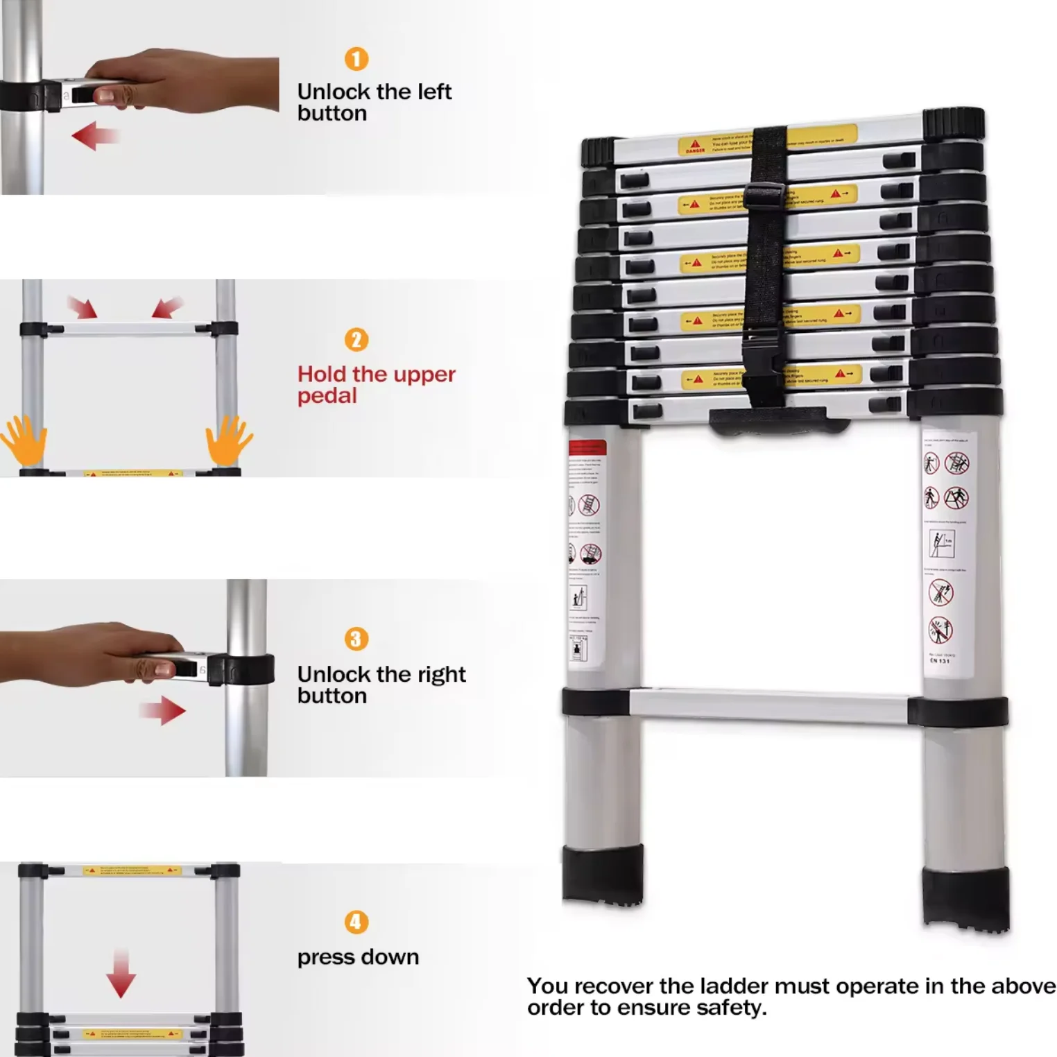 Manufacturers Promotional safety Portable Ladder Folding Multipurpose Aluminum Telescopic Ladder