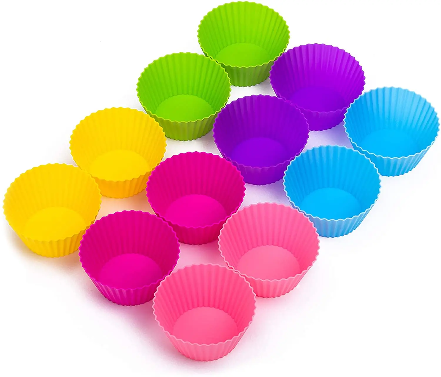 12 Pack Silicone Baking Cups Non-Stick Cupcake Reusable Microwave safe up to 428 degrees F Cup Cake Mold