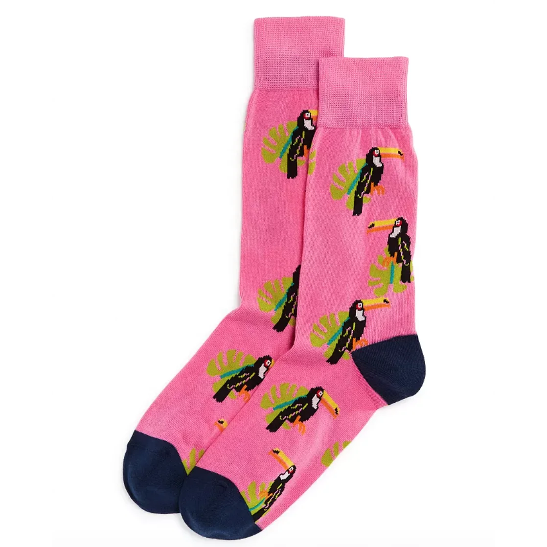 Супер крутые легкие летние мужские розовые вязаные носки из чесаного хлопка с птицами TA21370