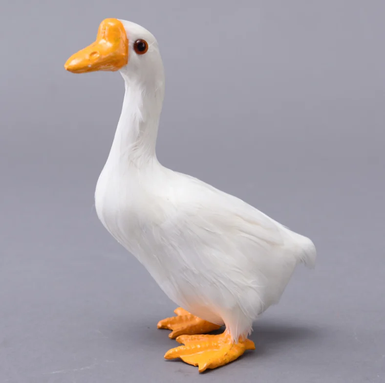 Simulation White Goose Big Farm Animal Model with Feathers Garden Ornament Duck Model