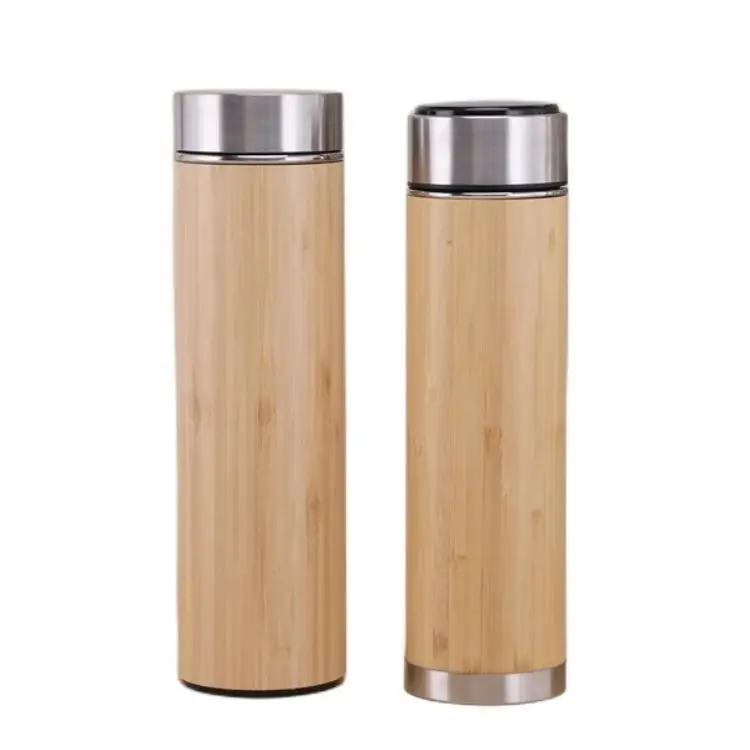 304 Stainless Steel Smart Bamboo Shell Straight Office Coffee Cup Bamboo Shell Cup Thermos Cup