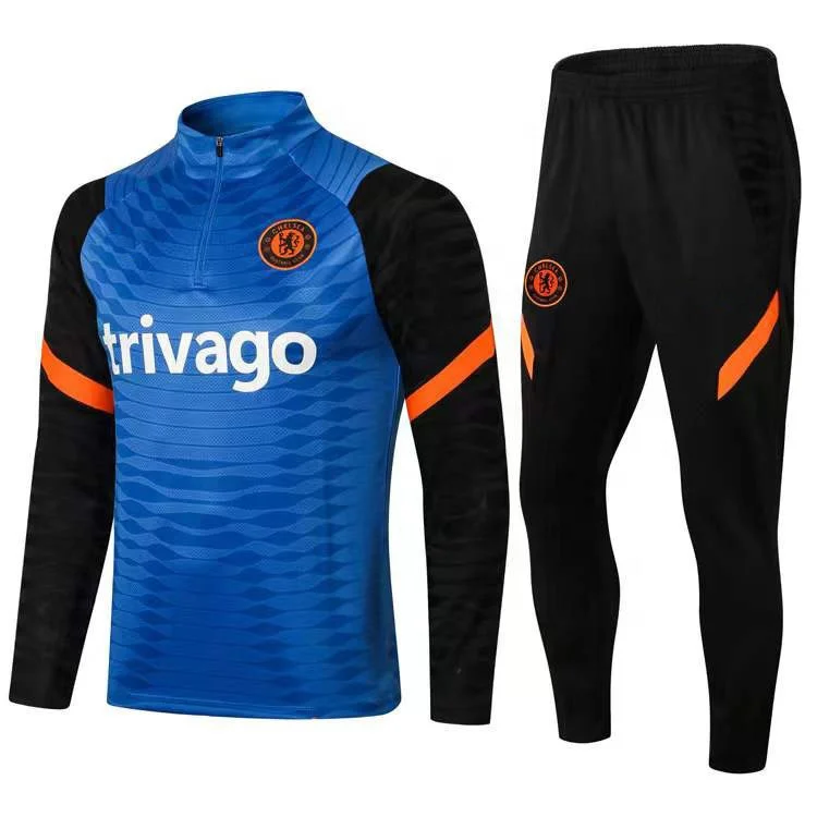 SDS-073 Wholesale Men Blank Long Sleeve Soccer Tracksuit Wear Custom Jersey 2021/ 2022 Football Uniform Set