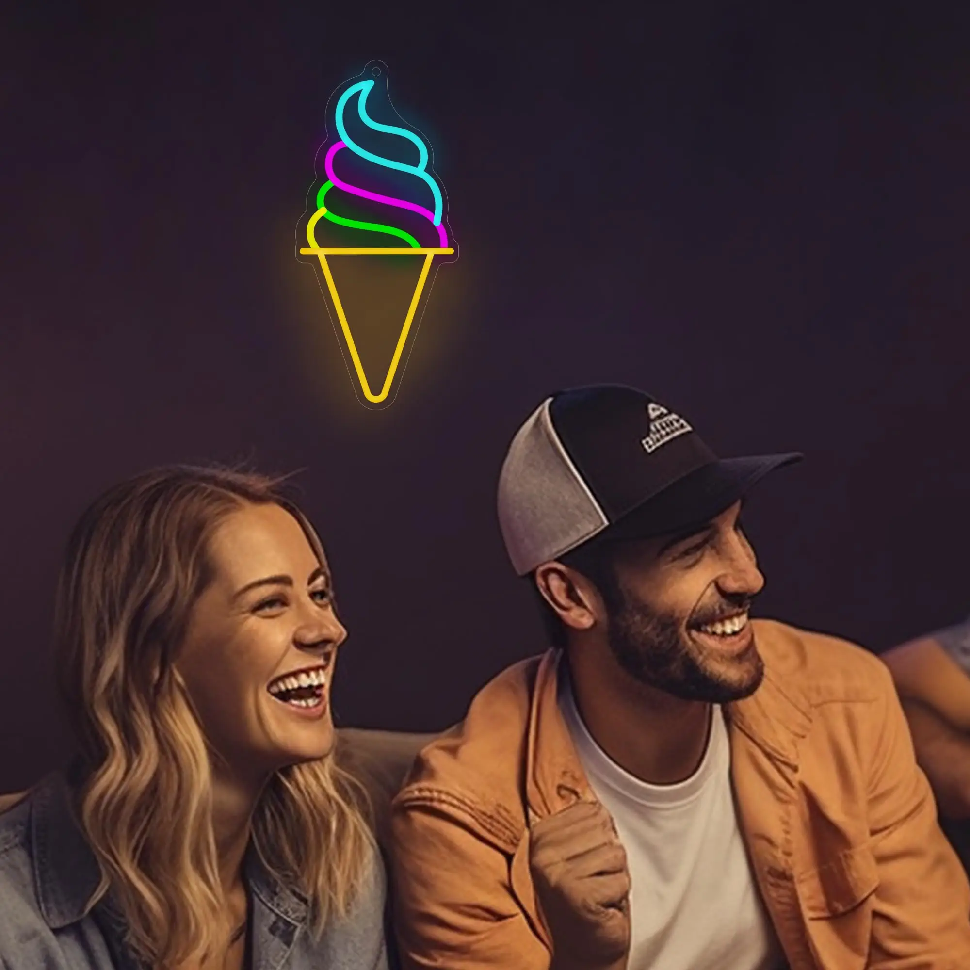 Neon Sign Custom Ice Cream Neon Sign Logo LED Neon Sign Business Coffee Store Room Decorations Advertising Board Dessert Store