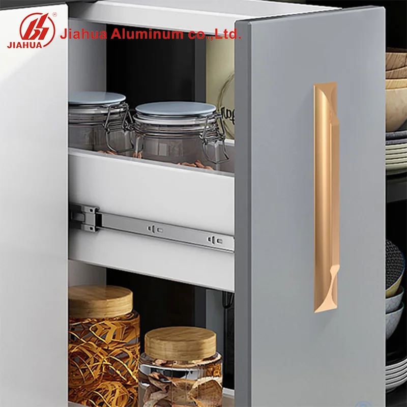 Модные Простые в установке золотистые Длинные ручки для кухонных шкафов, алюминиевые ручки без отделений, европейские ручки