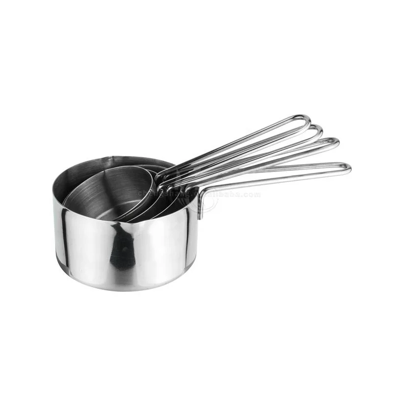 High Quality Country Kitchen 4 Piece Mini Measuring Cups and Measuring Spoon Set with Metal Handles for Liquids and Solids