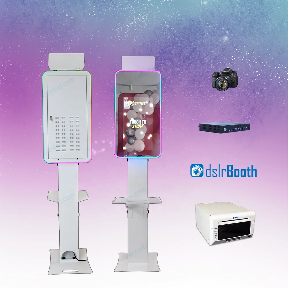 Instant Selfie Photo Booth 21.5 inch Touch Screen LCD Monitor Magic Mirror Photo Booth Selfie Mirror DSLR with Flight Case