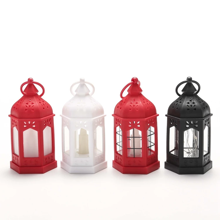 Mini Lantern with Flickering LED Candles Vintage Black Decorative Hanging Candle Lanterns For Halloween,Wedding Decorations