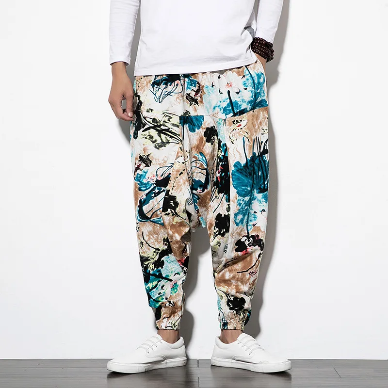harem pants trendy floral pants slacks for men hip hop dance pants for men