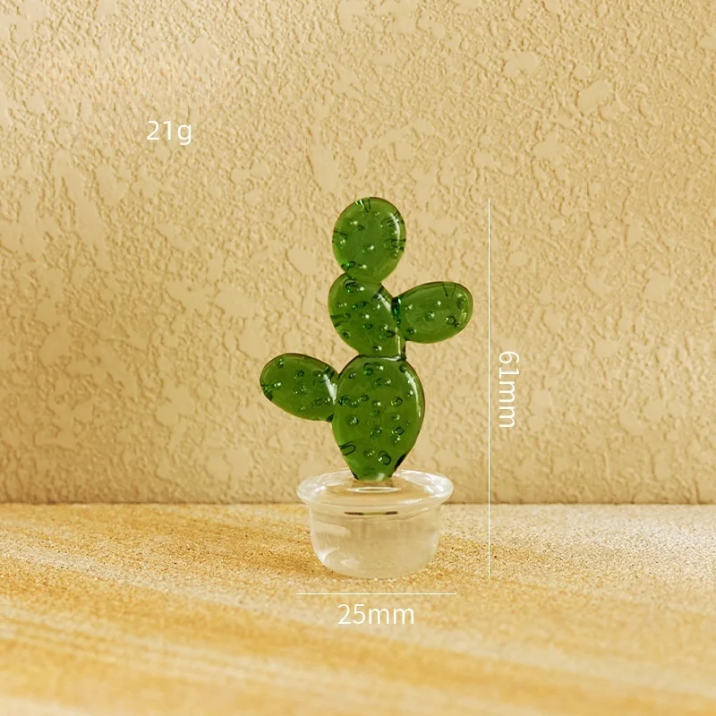 Handcrafted Lampworking Technique Home Decoration Gift Papertown Mixed Shape Cactus  Glass Figurine