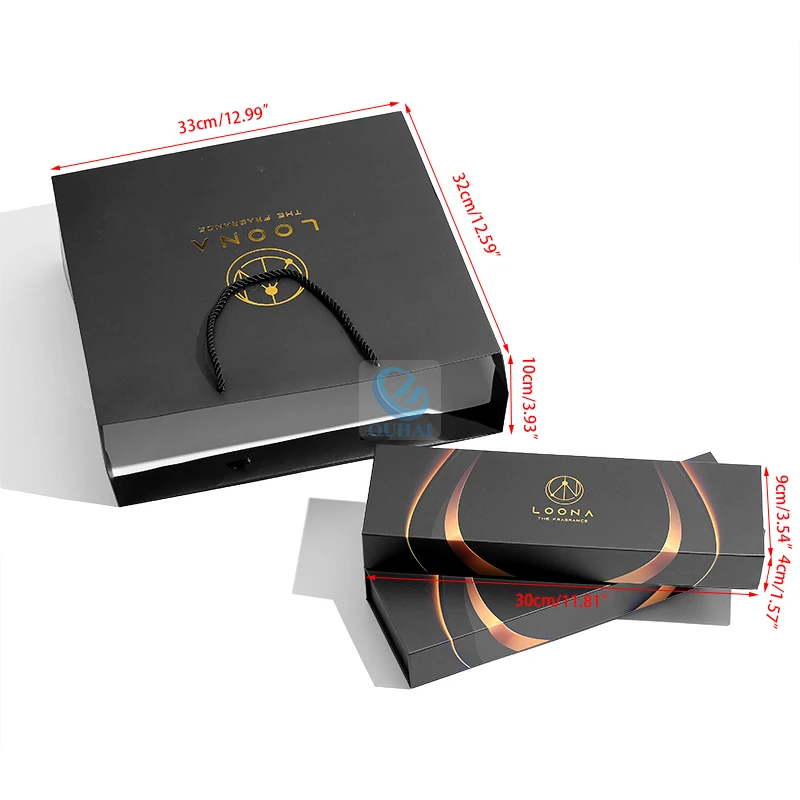 Wholesale recyclable paper packaging Custom Printed Handmade Luxury Rigid Paper Cardboard Black Simple Magnetic Gift Box to EVA