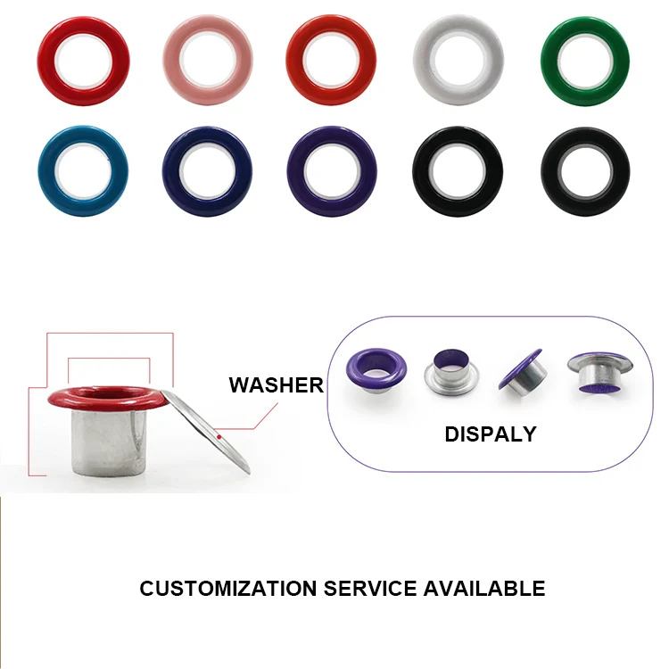 YN 4mm 5mm 6mm 8mm 10mm Color Eyelets Garment Eyelets Washer Metal Grommets Round Metal Eyelets for Shoes Clothing