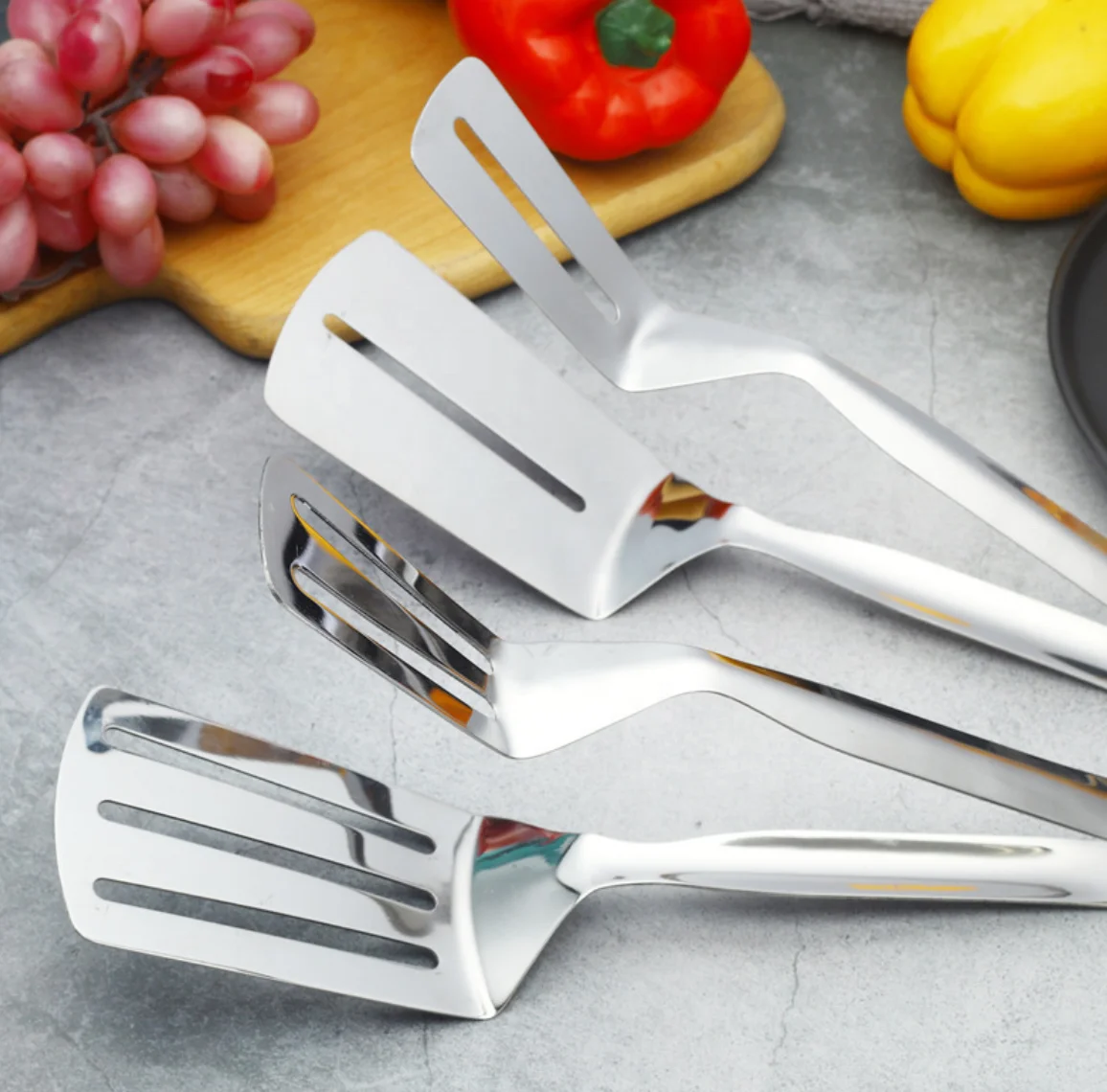 Multifunction Double Sided Kitchen Spatula Portable Stainless Steel Fish Spatula Helpful Frying Spatula