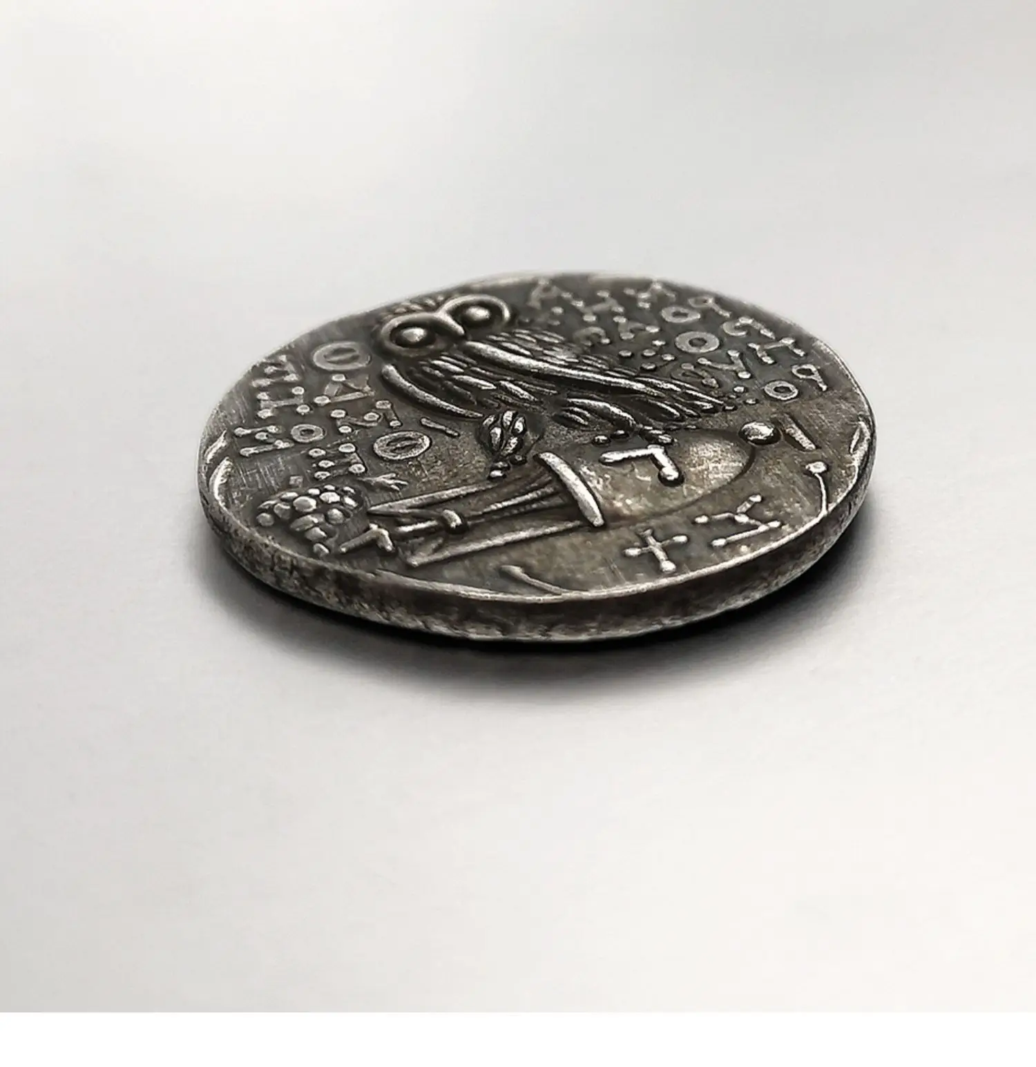 Ancient Greek Owl Athena Goddess Wisdom Collection Antique Silver Challenge Coin Double 3D Engraved Souvenir Metal Coins Custom