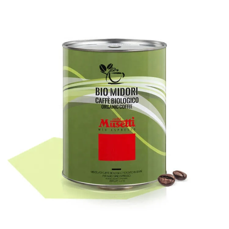 Органические средние кофейные зерна MIDORI 2 кг в оловянной банке сертифицированный био-кофейный
