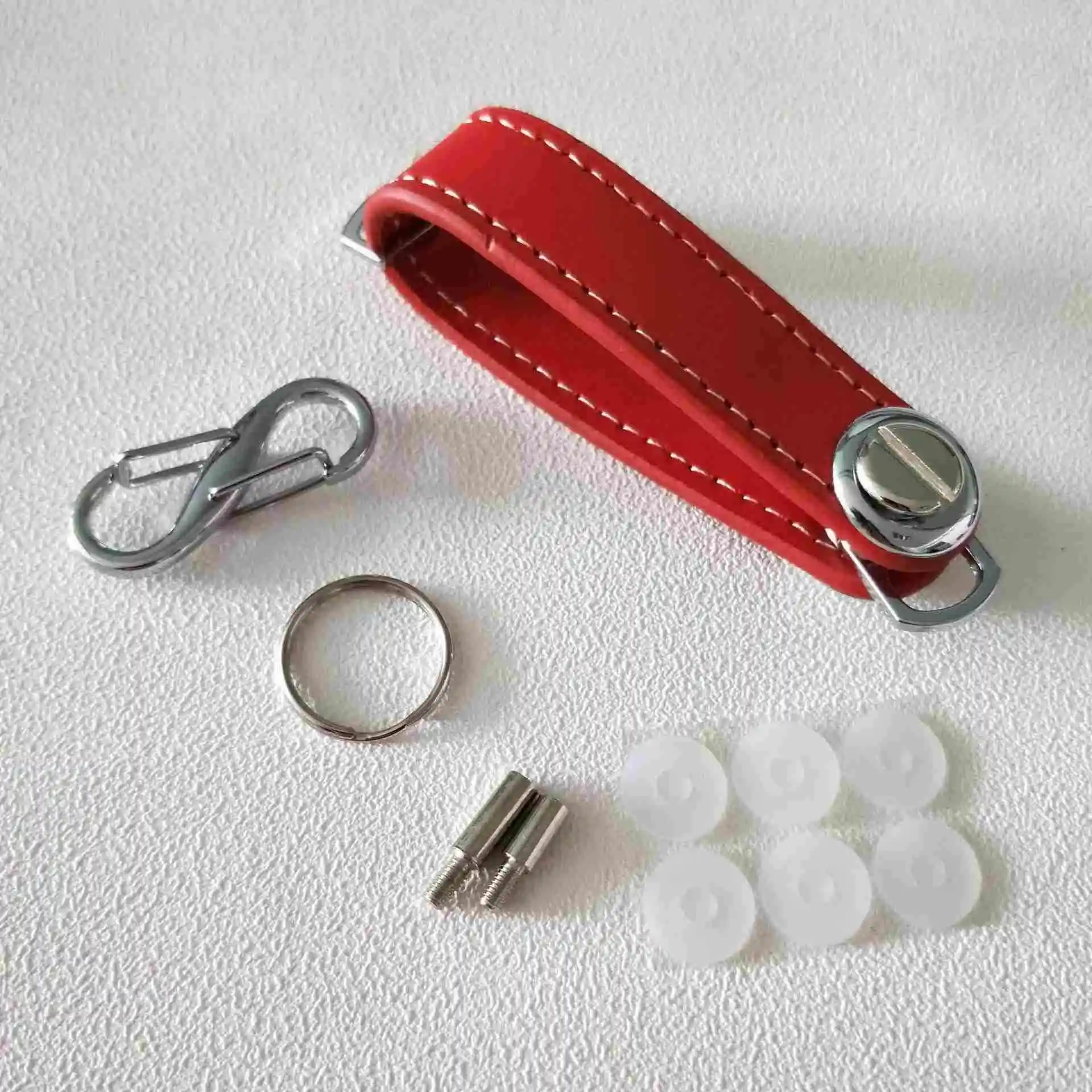 2021  Portable Genuine Leather Smart Key Holder Wallet Compact Car Key Organizer Ring Pocket Carrying Tool