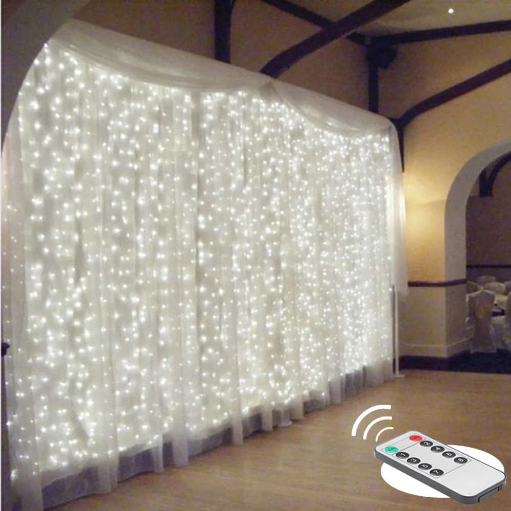 
3m X 3m 300 Led Outdoor Home Warm White Christmas Decorative Xmas String Fairy Curtain Garlands Party Lights For Wedding 