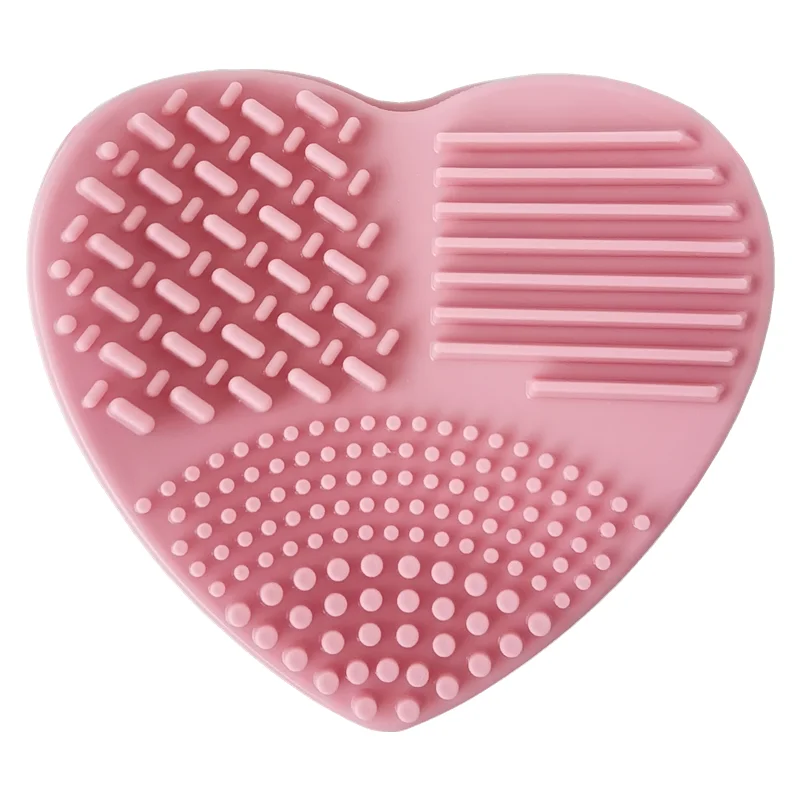 Silicone Heart Shape Multi Texture Surface Cosmetic Makeup Brush Cleaner Pad Mat Cleaning Washing Scrubber Tools