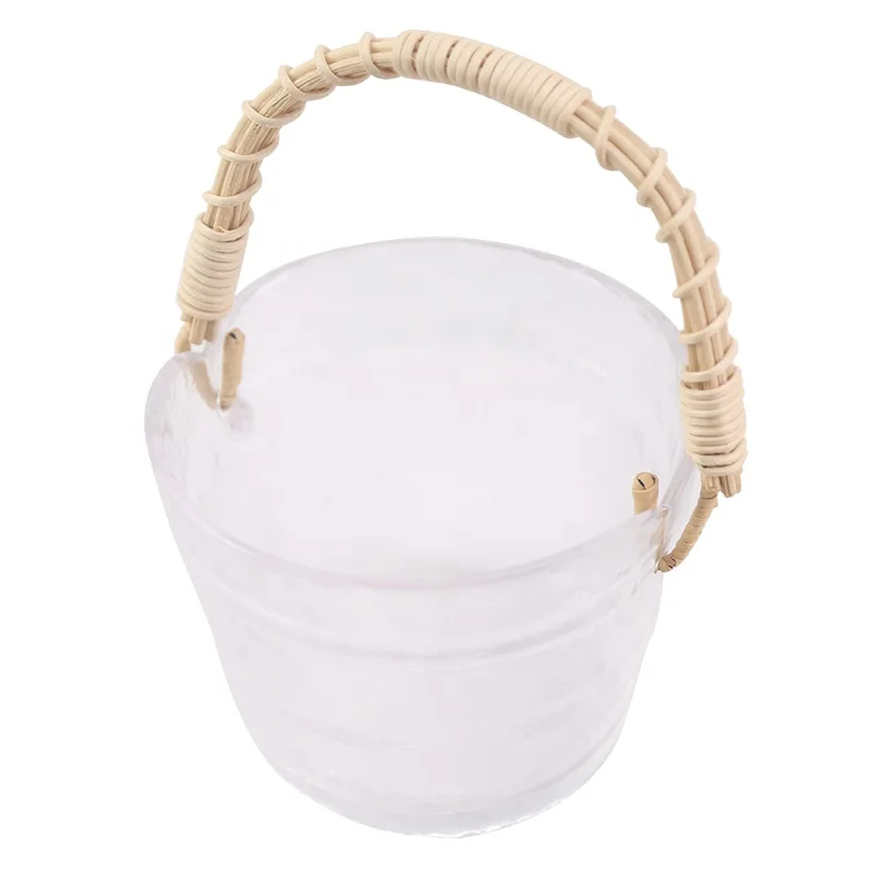 European style transparent glass beer barrel for bar glass fruit ice bucket household