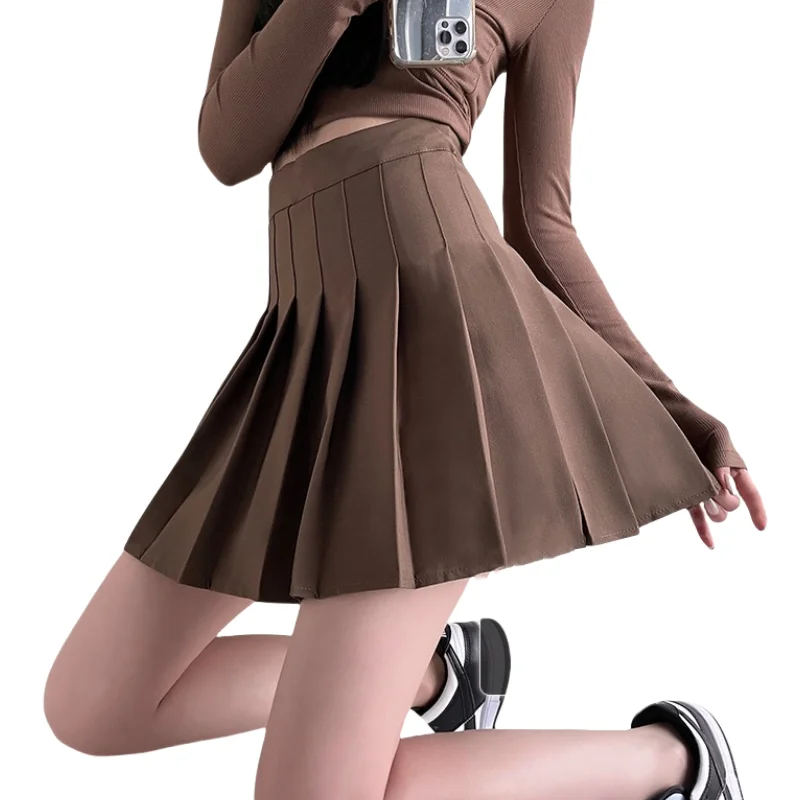 High Quality School Girls Cute Pleated Skirt New Korean Japanese Style Sexy High Waist Plaid Mini Skirt