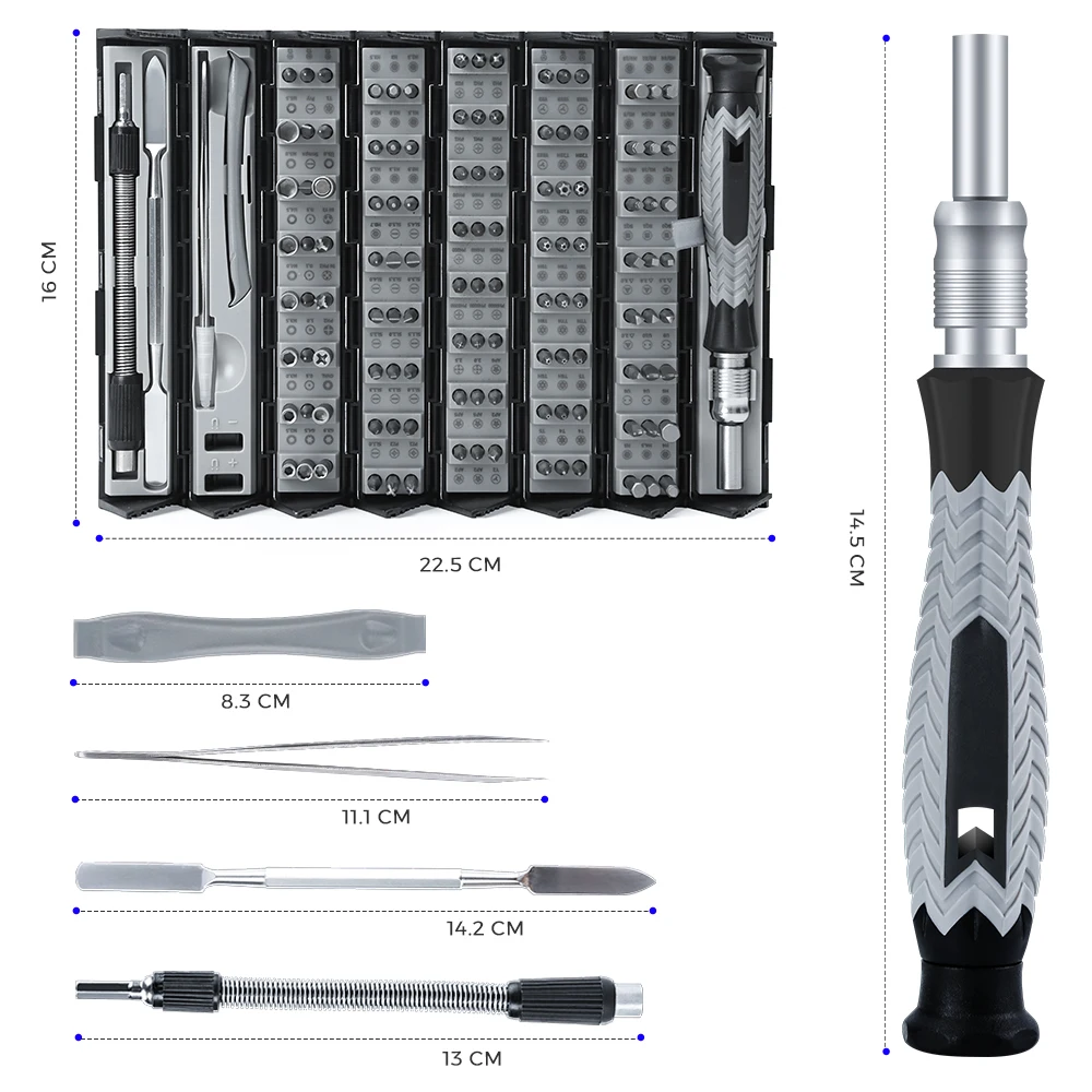 128 in 1 Precision Steel Screwdriver Set Chrome Finish Magnetic Kit Computer PC Mac-Book Laptop Tablet iPhone Xbox Game Console