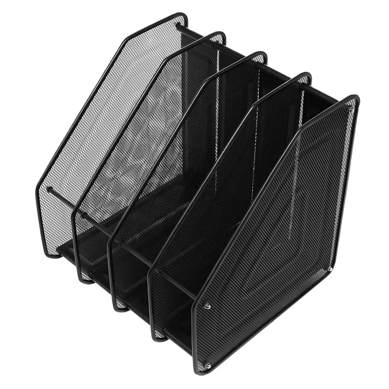 Heavy Duty 4 Compartment Metal Mesh Office Desktop Document File Organizer Rack Wire Magazine Holder