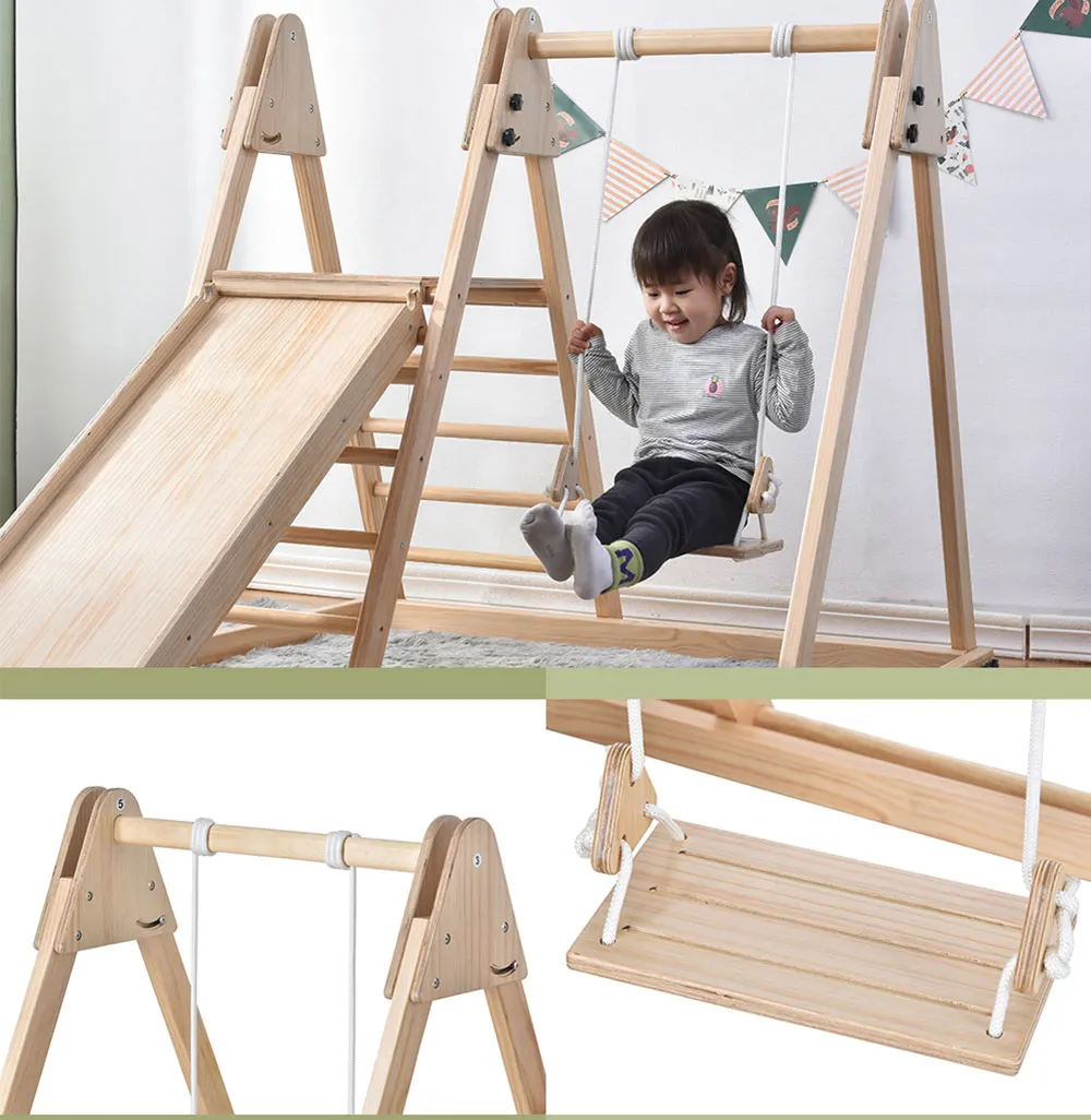 Wooden Playground jungle gym  Rock Climb Wall, Rope Wall Climbing