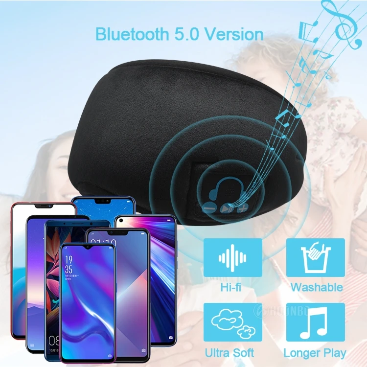 
Factory Comfortable 5.0 Bluetooth Headband Wireless Music Sport Adjustable Sleep Travel Headphone Washable Eye Mask 