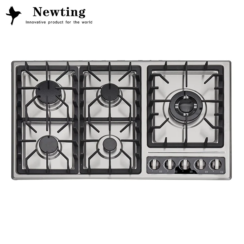 High Quality Cooker Stove Grey Stainless Steel 5 Burner Gas Hob Portable Gas Cooktop