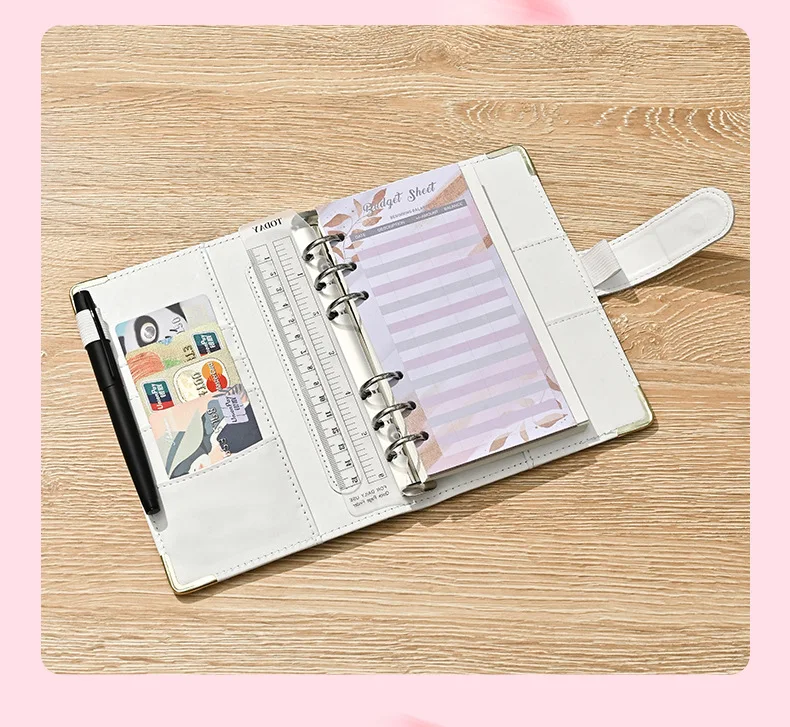 Wholesale custom logo a6 marble budget binder money notebook binder notebook with cash envelopes planner journal for budgeting