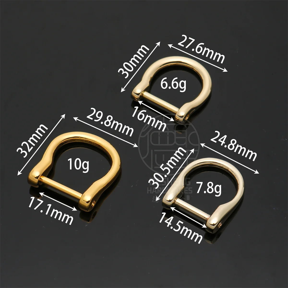 16mm Handbag Accessories Metal Screw D Ring Zinc Alloy U Shape D Ring For Belt Strap